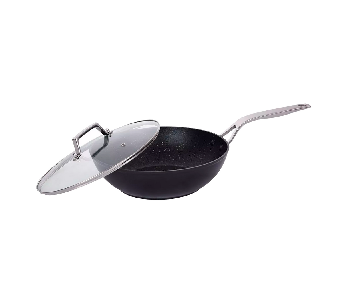 Juego de Wok 28cm c/tapa de cristal Roccia
