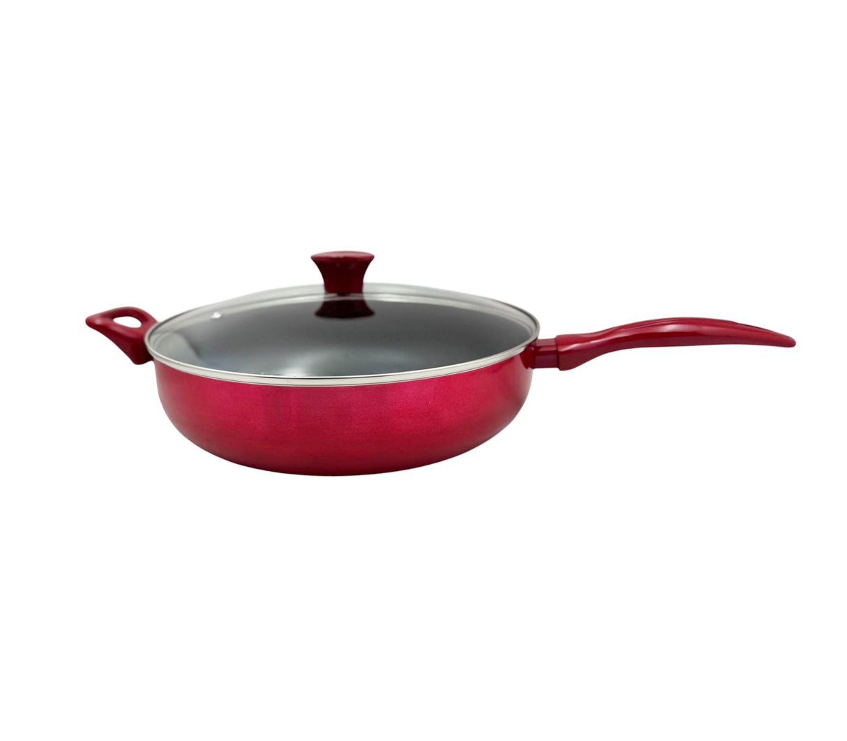Sartén 30cm con tapa de vidrio templado rojo Sujoya