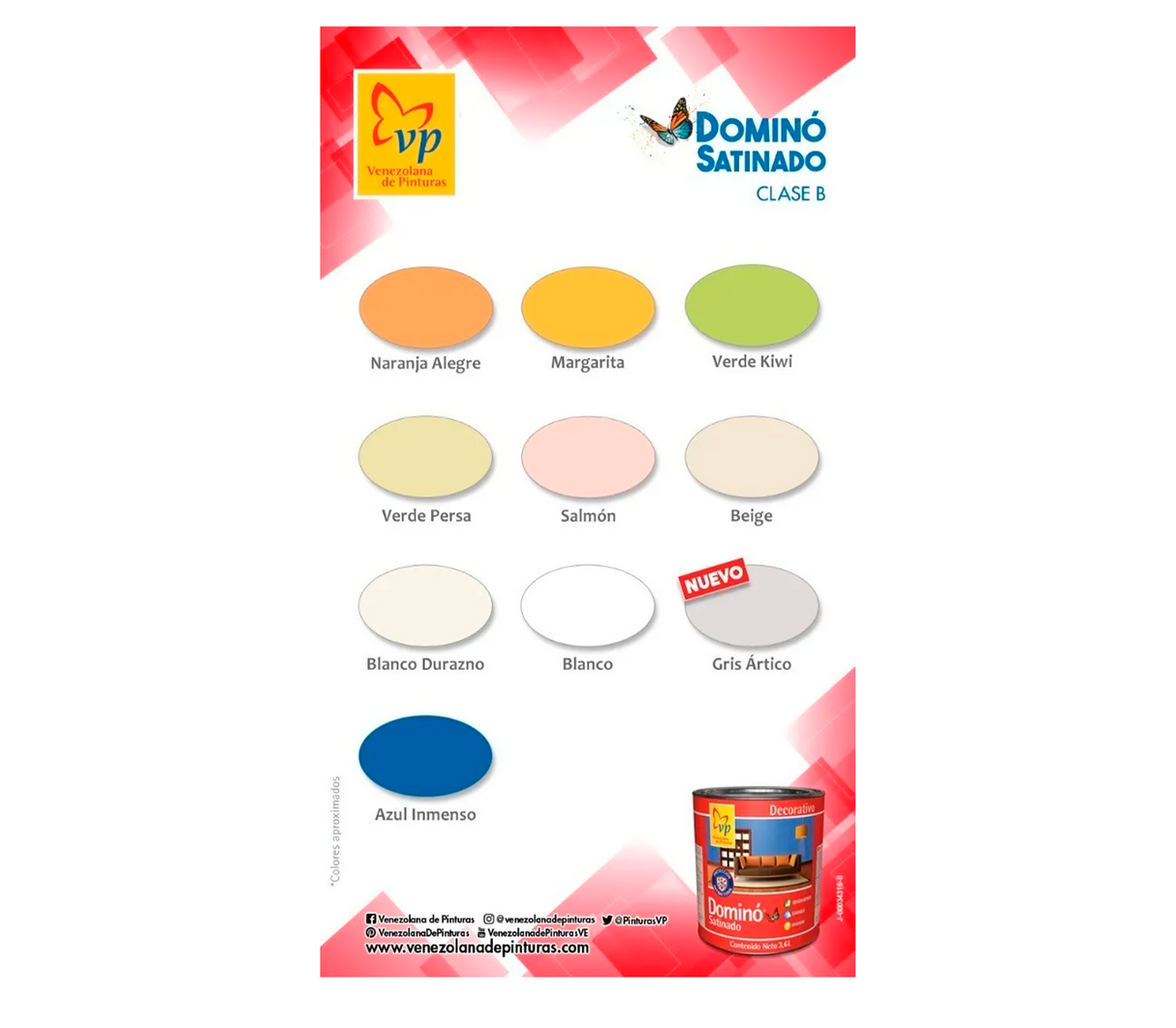 Pintura Dominó Cuñete (2 Galones) Caucho Satinado Interior Clase B Vp