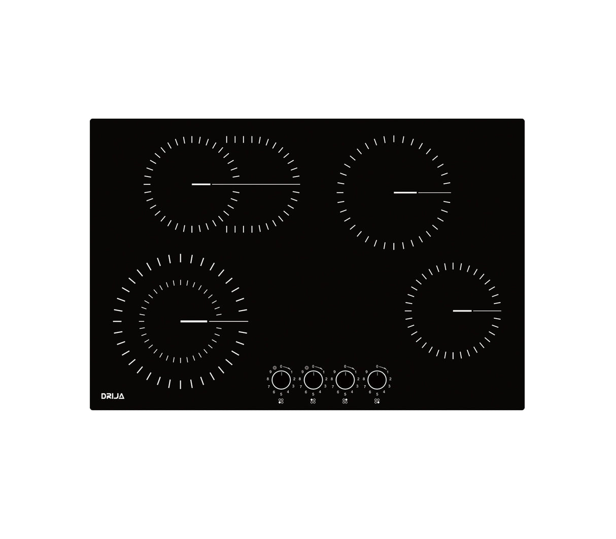 Tope de cocina eléctrico vitro bari 76 4Hornillas 220V 76x51x8 cm negro Drija