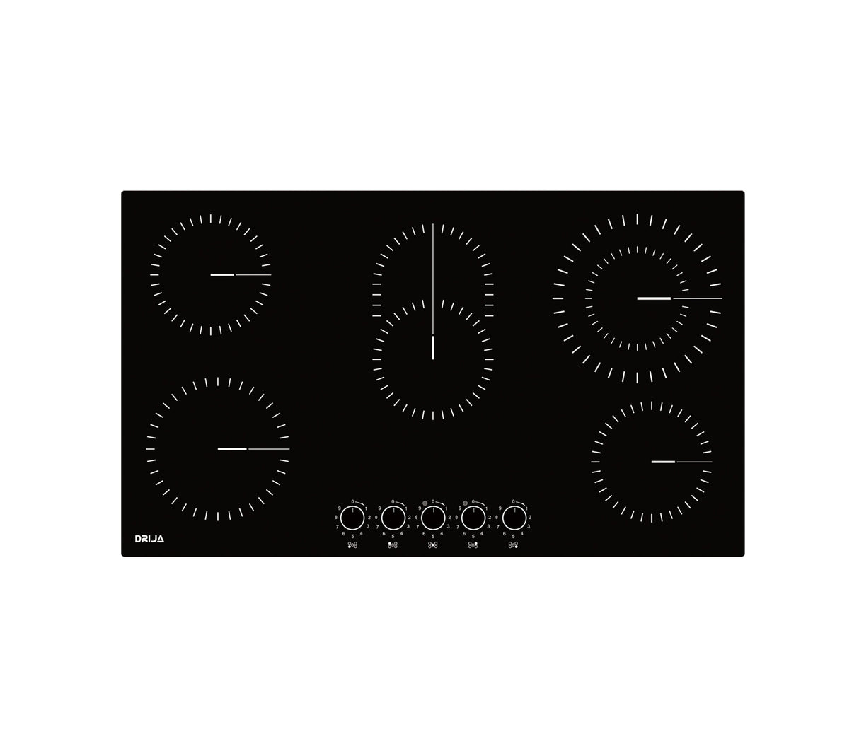 Tope de cocina eléctrico vitro Bari 90 5 Hornillas 220V 87X51X8cm negro Drija