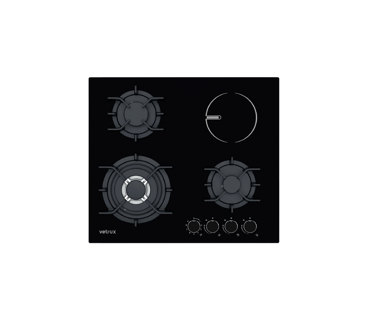 Tope de cocina dual gas/elect 4h 60cm (24") 110v negro Flexi Vetrux
