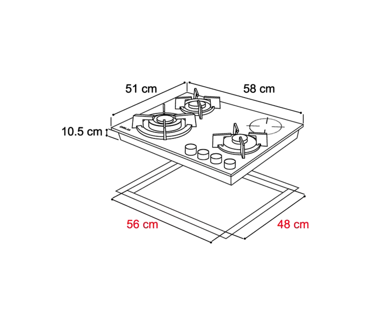 Tope de cocina dual sicilia touch 4h 60cm negro Drija