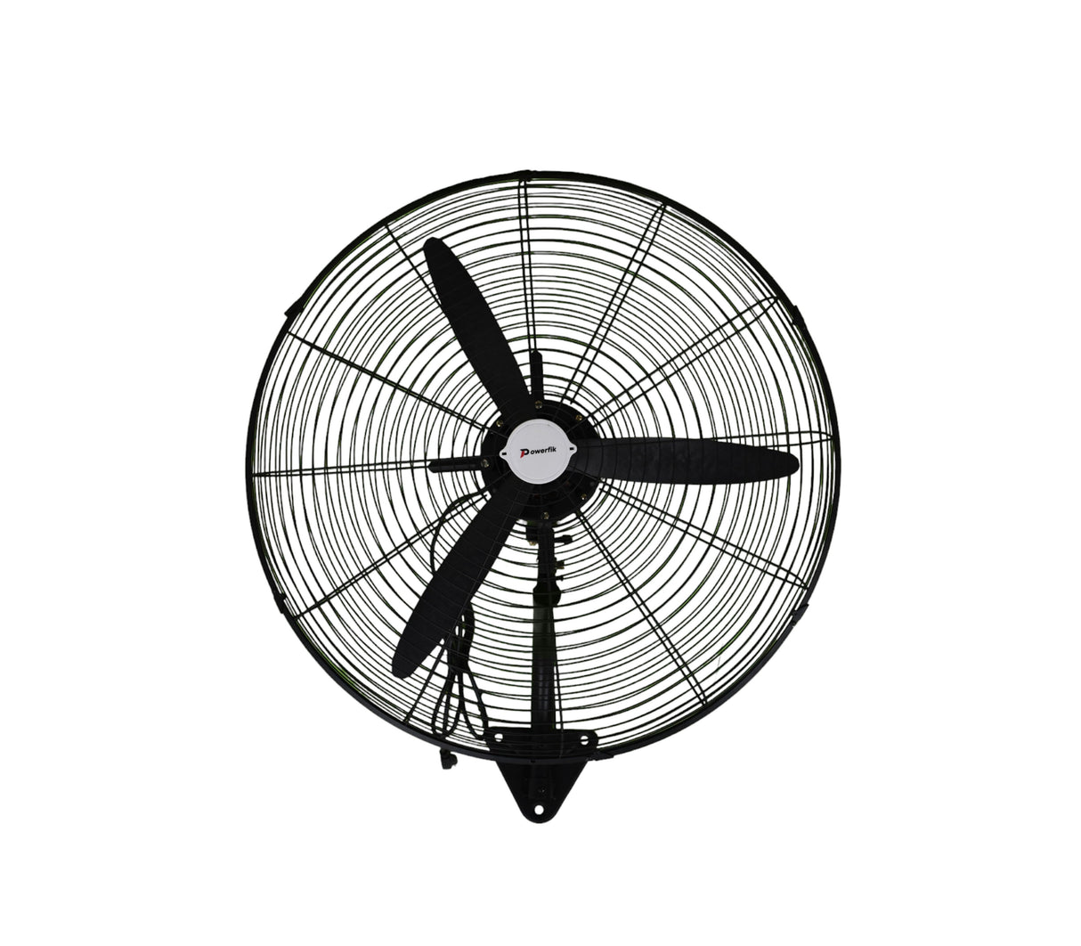 Ventilador industrial de pared 30" 3 aspa plástica 150w negro Powerfik