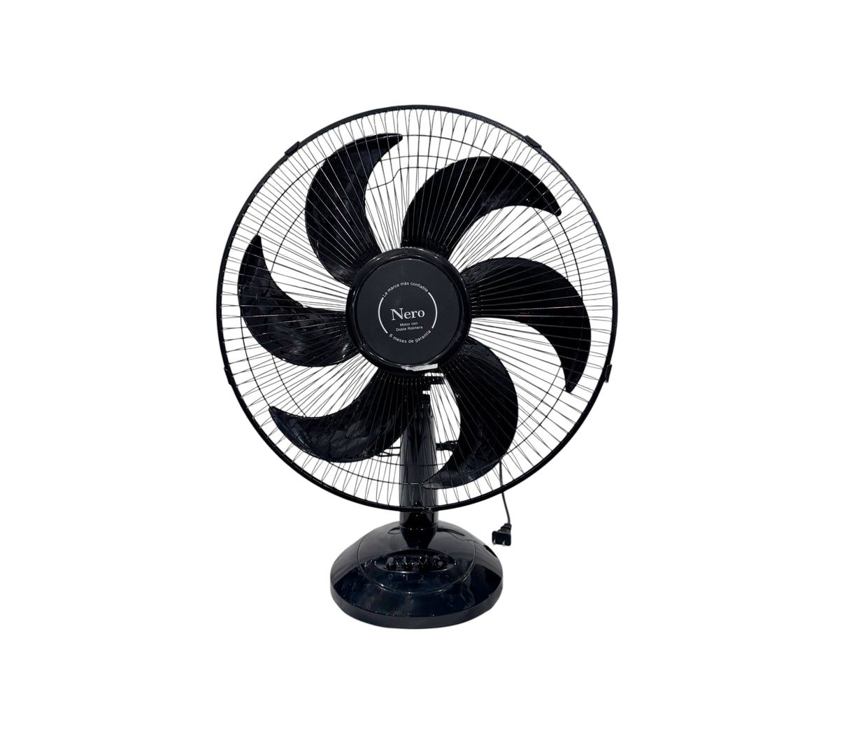 Ventilador de mesa 16" 6 aspas rejilla de metal negro Nero