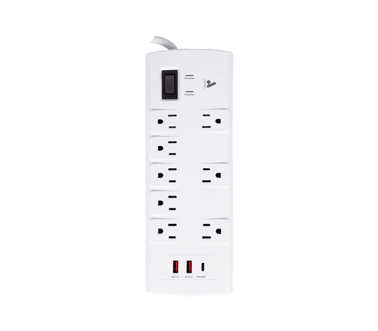 Regleta 8 tomas sobretensión 2 usb/ 1 usb-c blanco Astra
