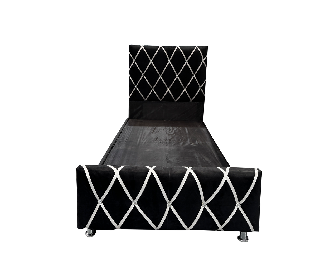 Box Spring Individual C/Copete Decorativo Tela Gamuza Fabricadora Man