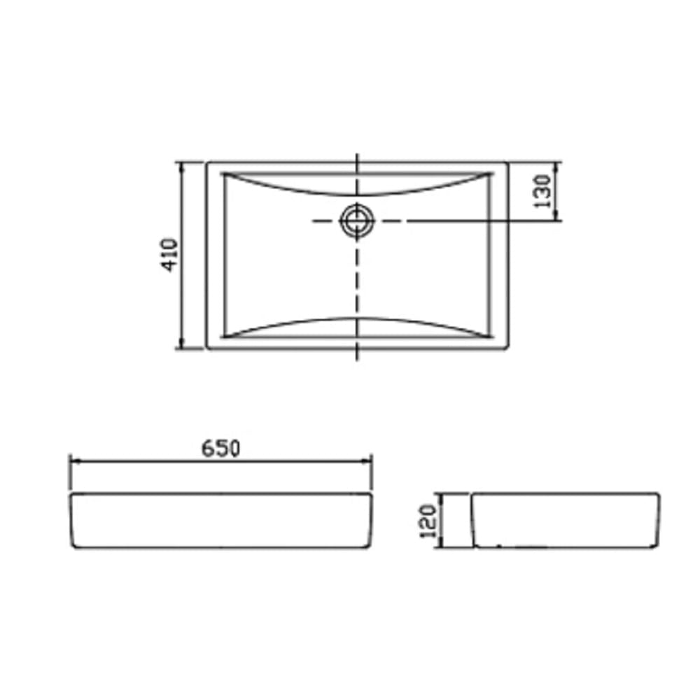 Lavamano de sobre encimera rectangular 65x41cm blanco Incepa