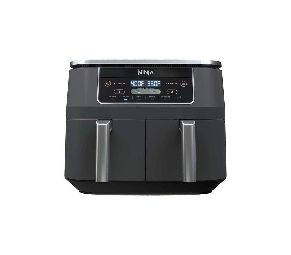 Freidora de aire ninja digital 2 canastas 6 en 1, 3.8 litros 1690w pantalla LED negra Ninja