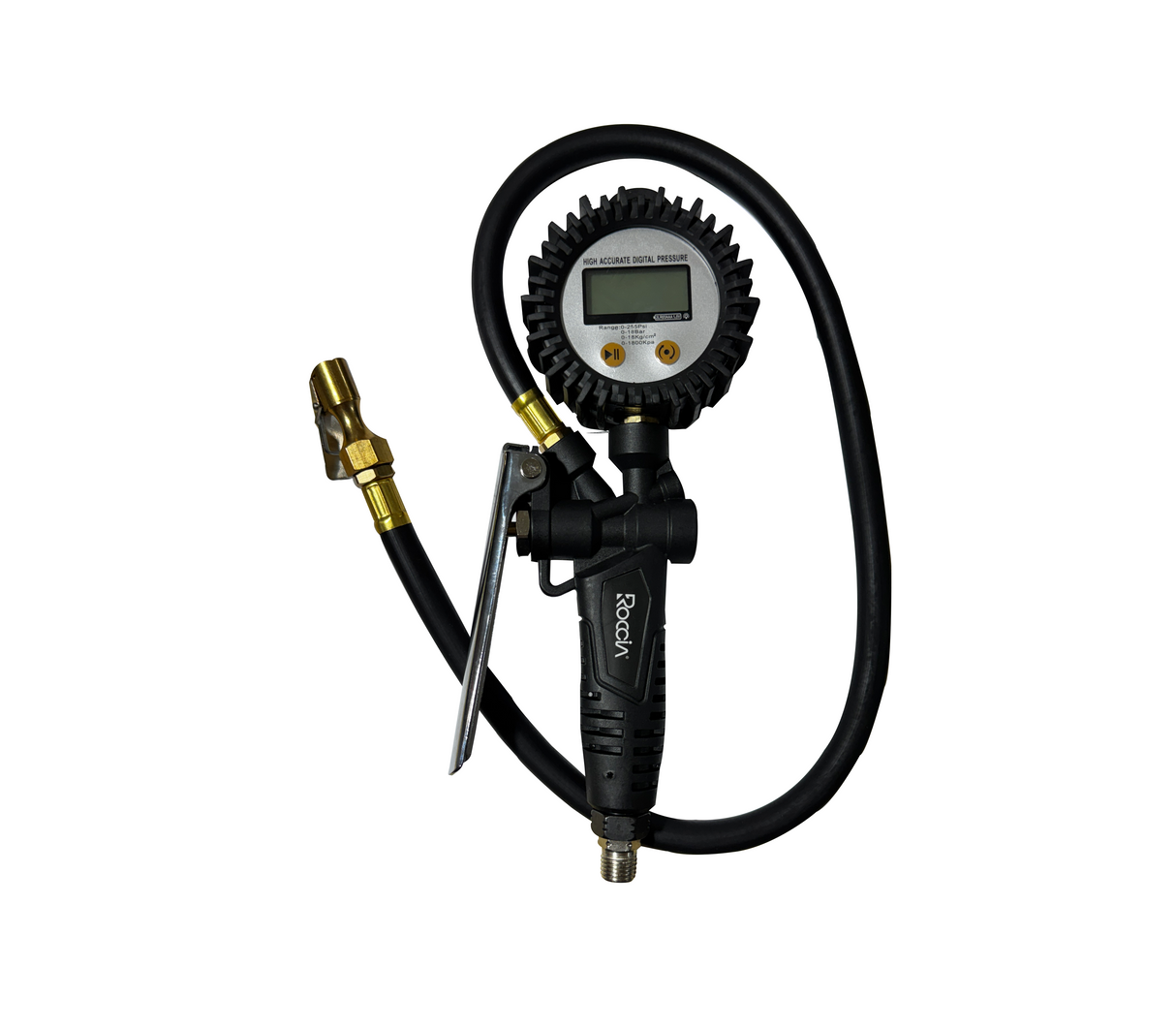 Inflador y calibrador de presión con manómetro digital Roccia