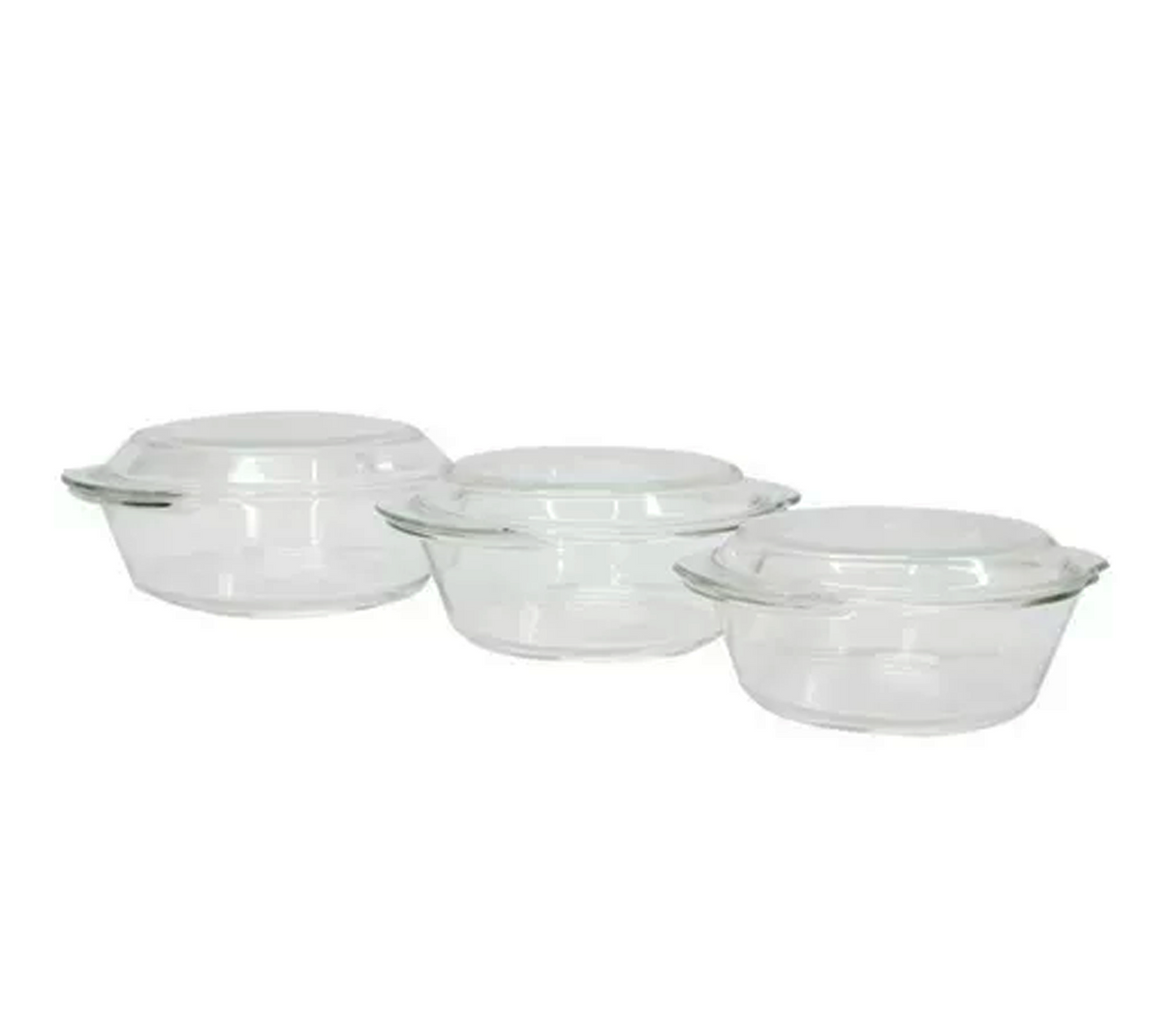 Juego de 3 refractarios redondos con tapa Home Kitchen