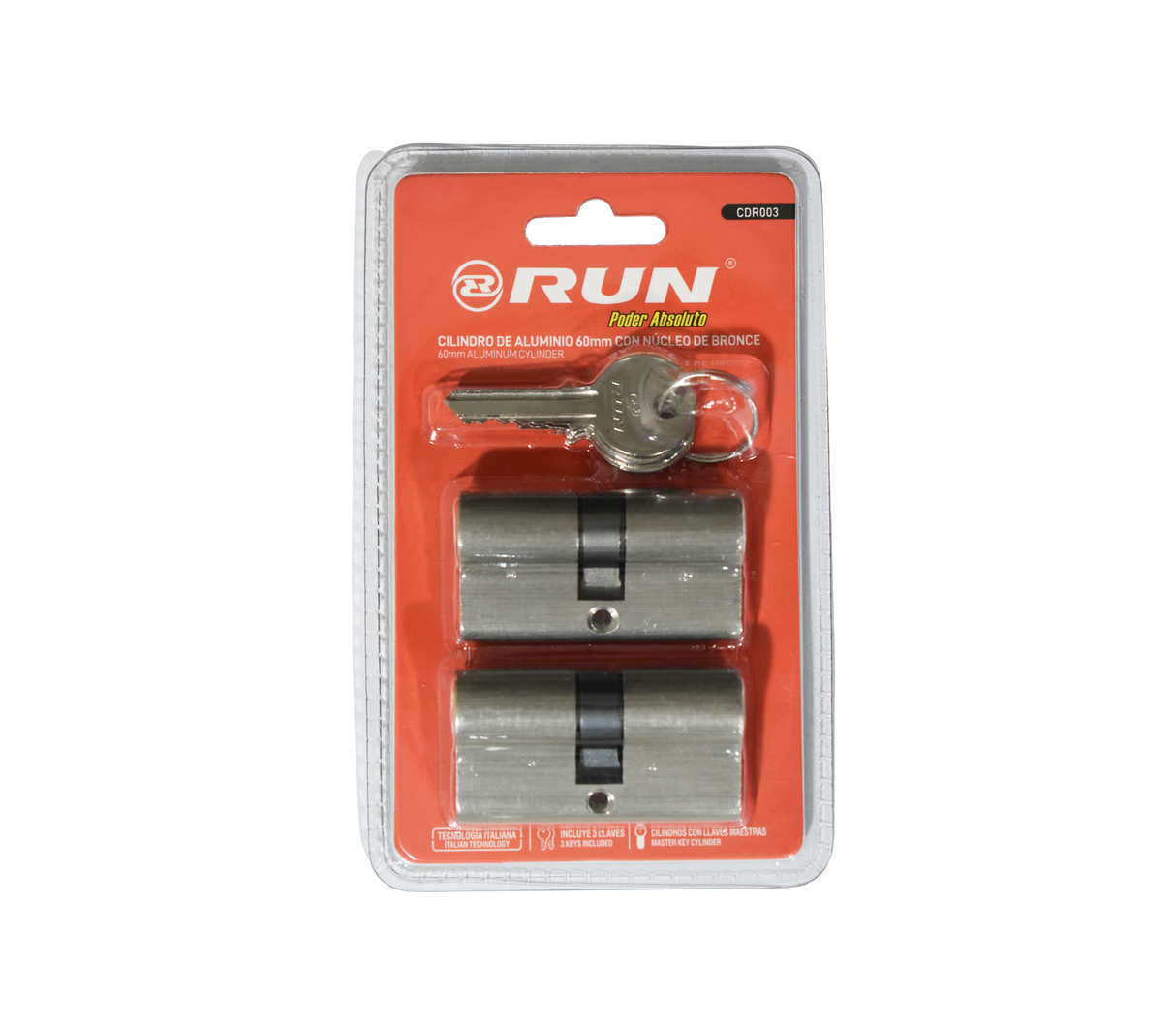 Set de 2 cilindros 60mm sistema interna bronce Run