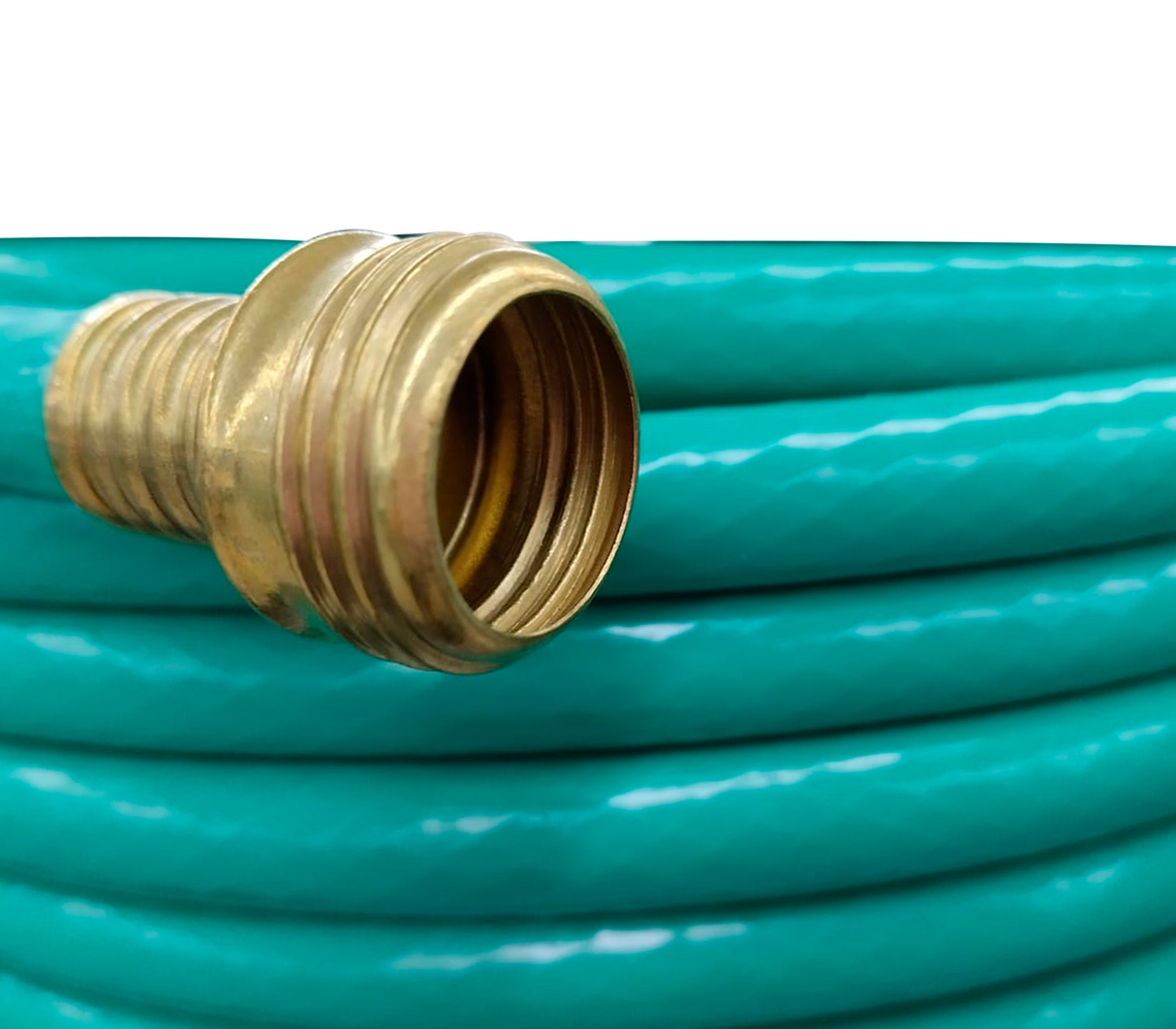 Rollo de manguera verde 1/2" reforzada con pico de bronce BellPower