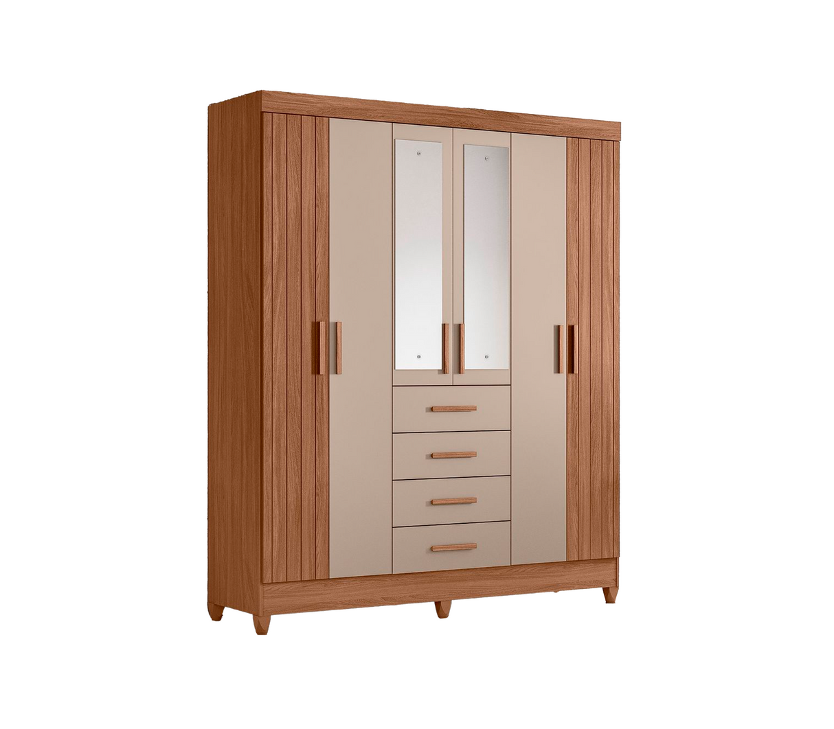 Ropero Aruba 062043.6 6 puertas 4 gavetas con espejo y patas carvallo/fendi Dj Muebles