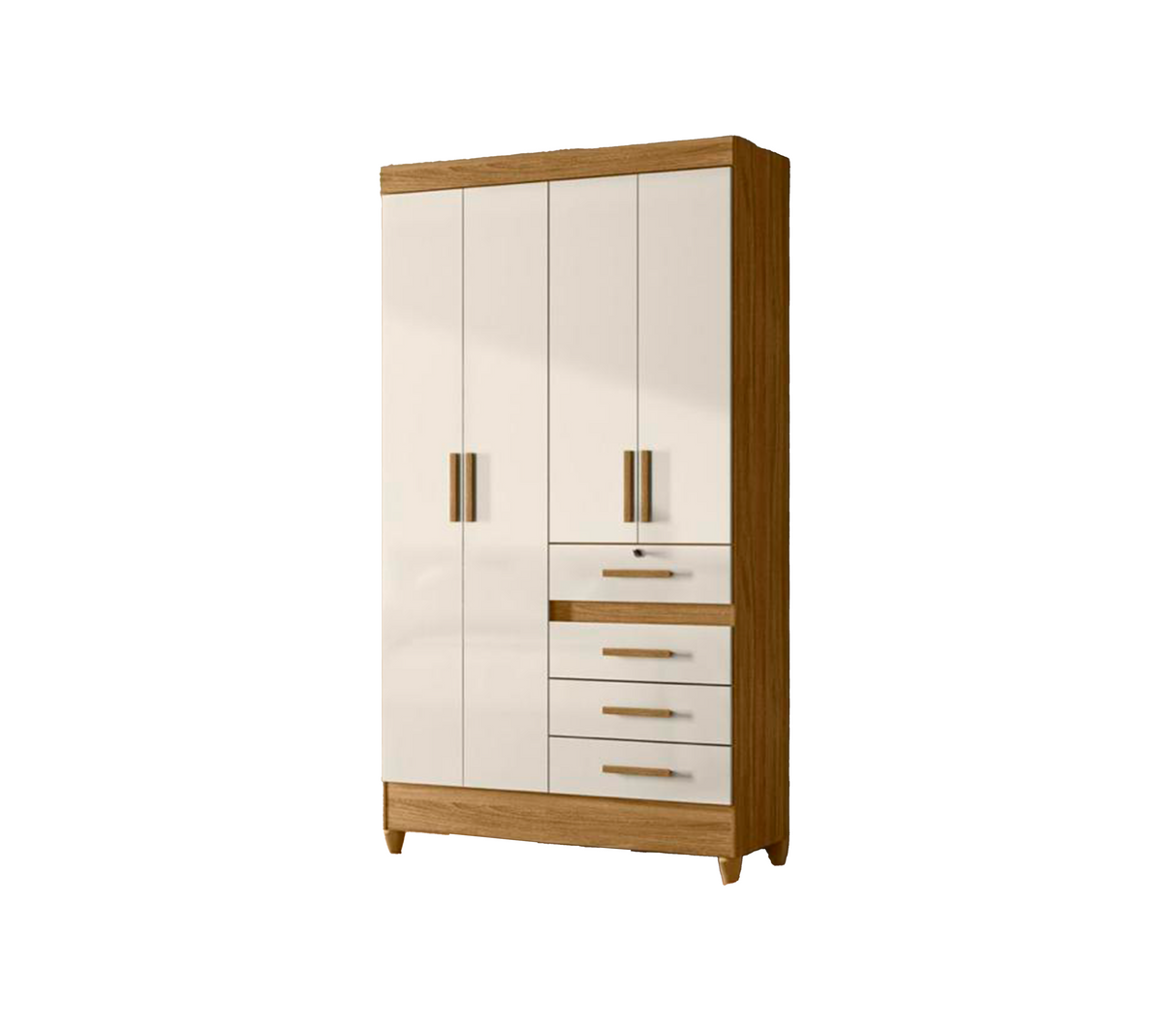 Ropero Sobral 870032.6 4 puertas 4 gavetas con patas y llave freijo/off white Dj Muebles