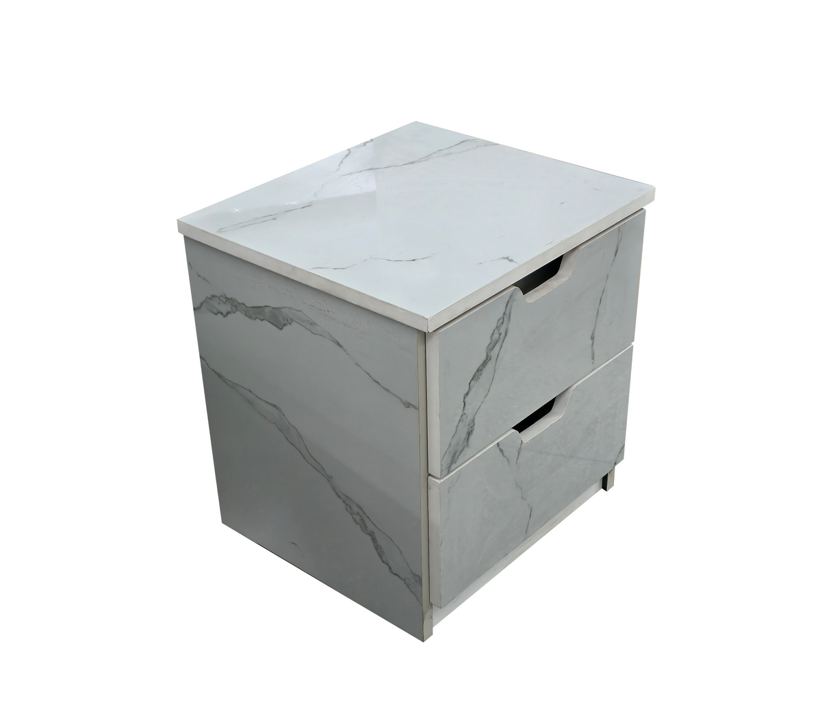 Mesa de Noche en PVC Marmolizado 2 Gavetas Powerfik
