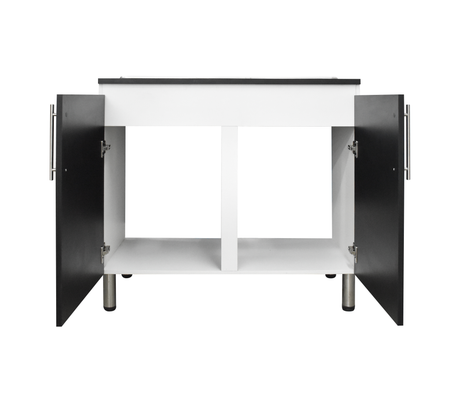 Fregadero doble tina c/mueble blanco/negro c/tope en pvc negro Powerfik