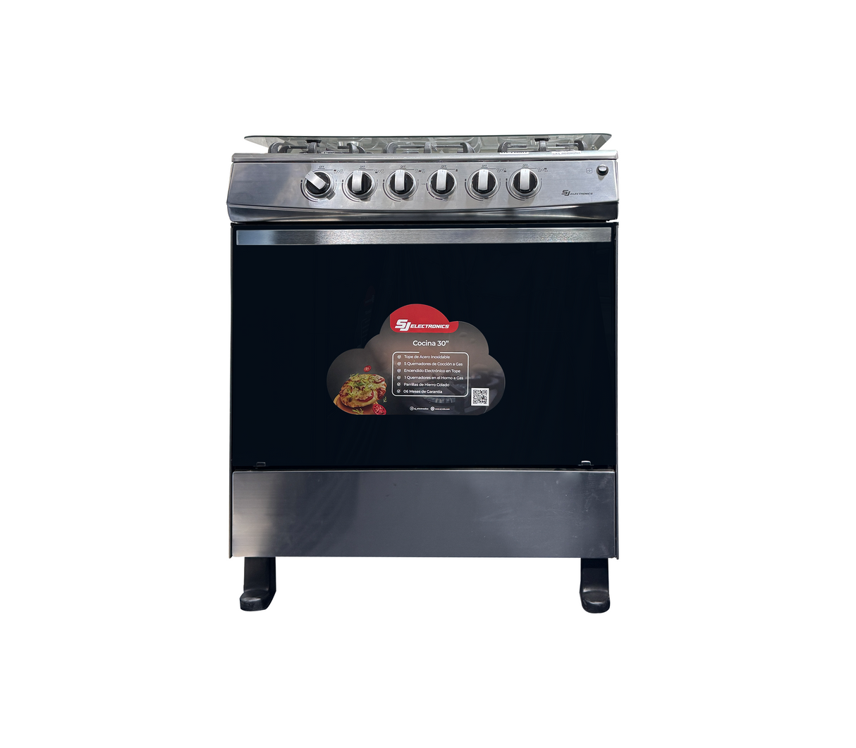 Cocina a gas 30" de piso 5 hornillas horno acero Sj-30 A5H Sj Electronics