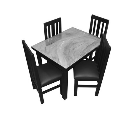 Comedor tope acrílico con vidrio 4 sillas negro/gris Isabel