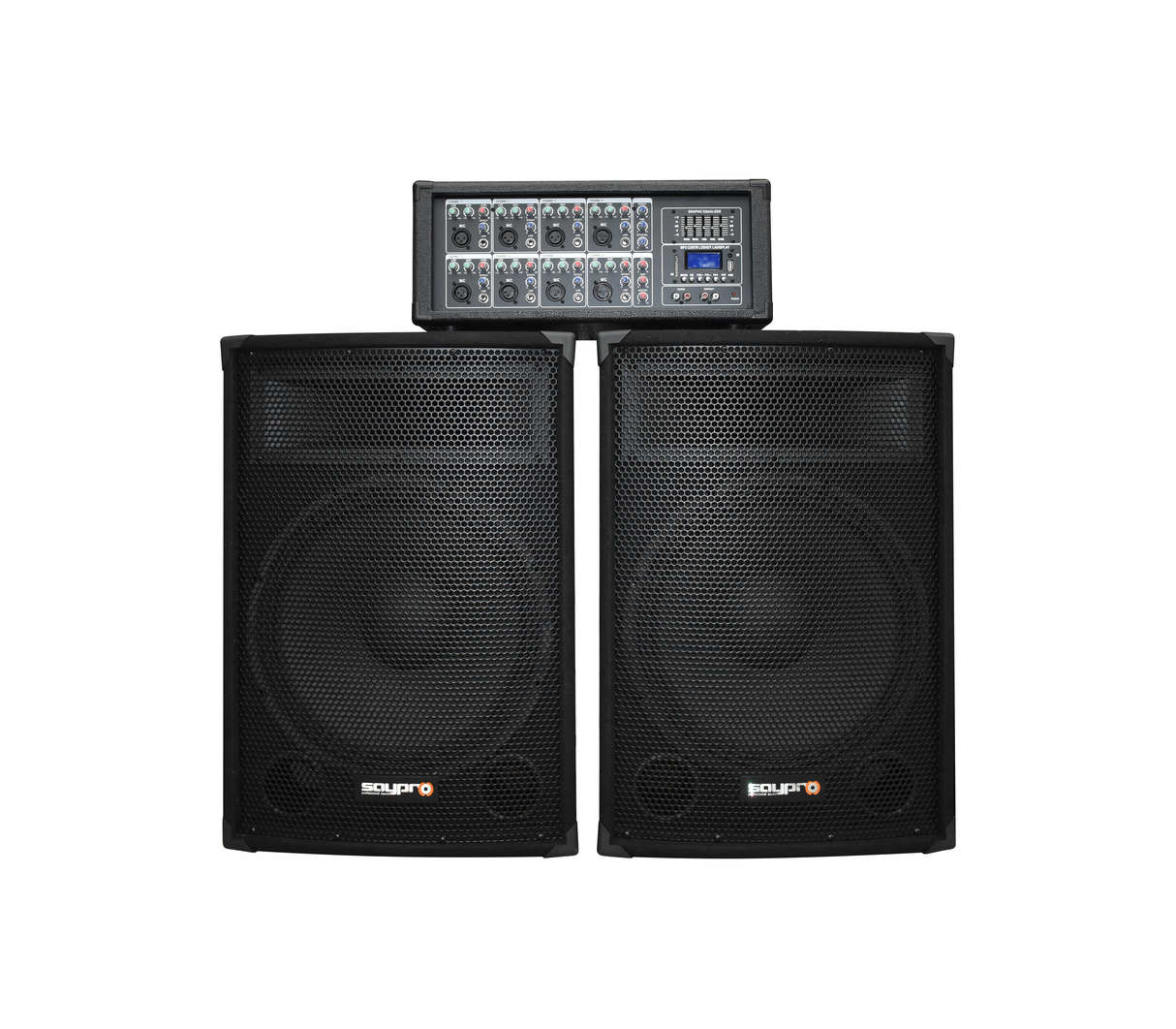 Combo 2 cajones 15" amplificados 200W Saypro