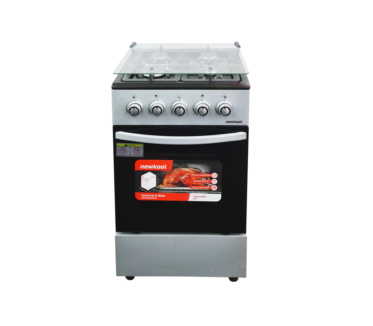 Cocina a gas 20" de piso 4h c/horno gris Newkool