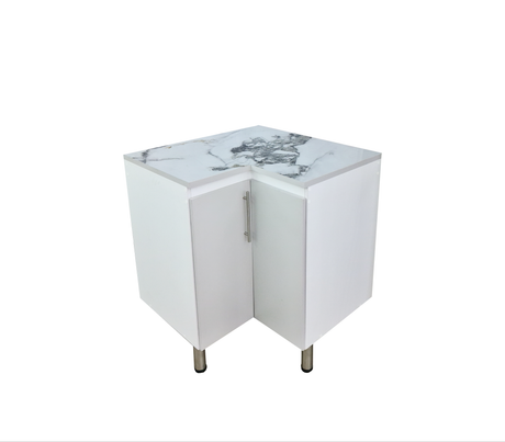 Gabinete/Mesón de Cocina Esquinero C/2Puertas Tope en PVC Marmolizado Powerfik