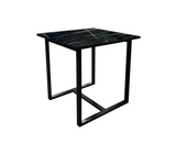 Comedor cuadrado para 4 sillas 80X80cm base de metal negra/tope pvc marmolizado oscuro Powerfik