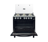 Cocina a gas 6 hornillas negro KR Plus