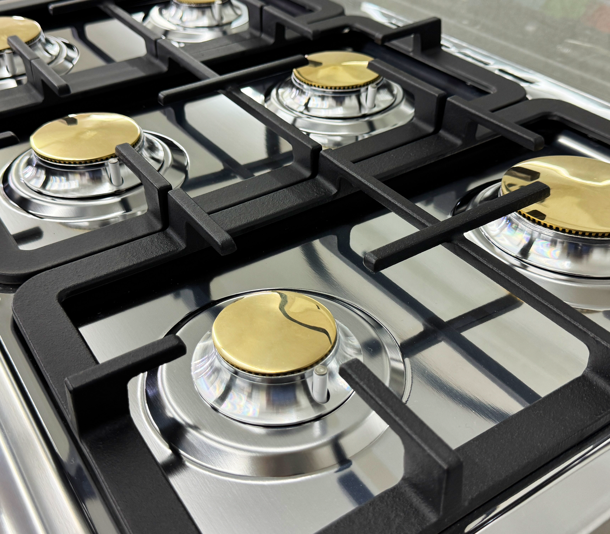 Cocina a gas 6 hornillas negro KR Plus