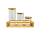 Set de 3 contenedores con base de madera Sujoya
