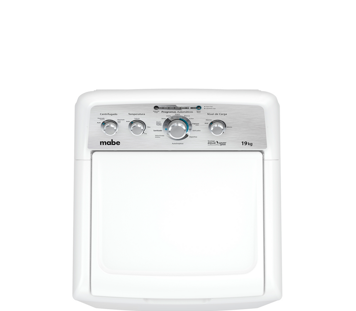 Lavadora automática 19 kg 4 perillas + botón LMA79114CBAK0 blanca Mabe