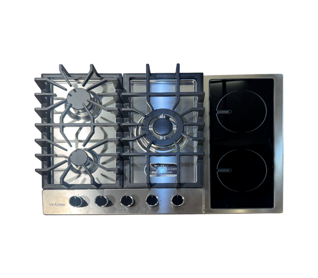 Tope de cocina dual gas/elect 5h 76cm (30") 220V acero Flexi Vetrux