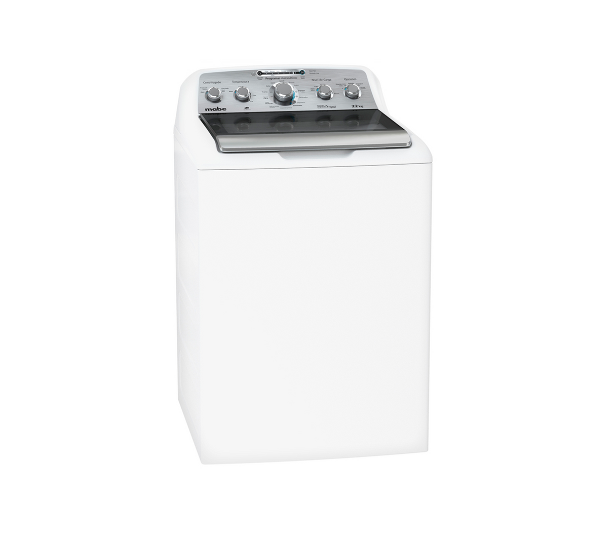 Lavadora automática 22 kg 5 perillas + botón blanca Mabe