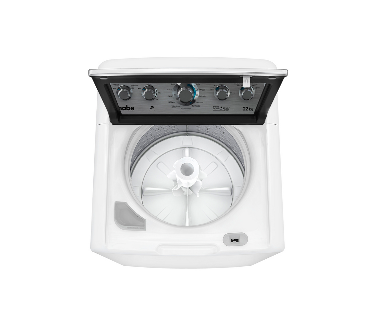 Lavadora automática 22 kg 5 perillas + botón blanca Mabe