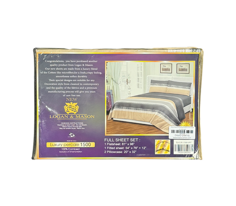 Juego de sábana matrimonial 1500 hilos Logan & Mason