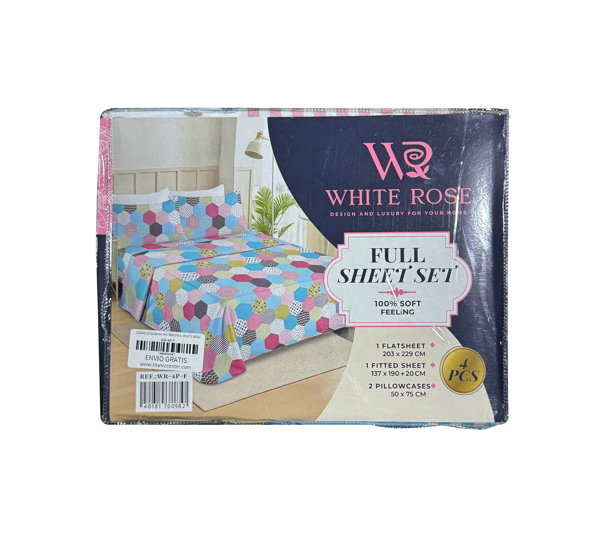 Juego de sábana matrimonial White Rose