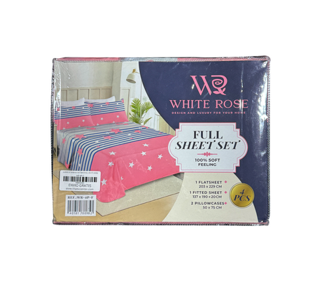 Juego de sábana matrimonial White Rose