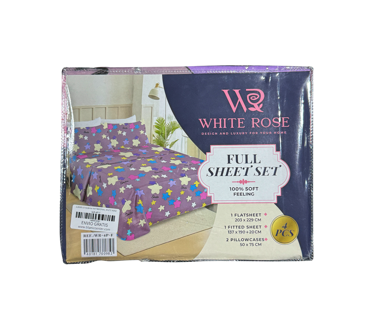 Juego de sábana matrimonial White Rose