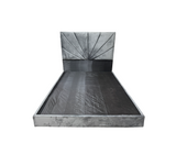 Box spring matrimonial sencillo con copete tela de gamuza diseño en V Fabricadora Man