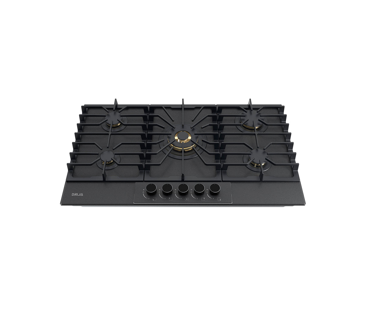 Tope de cocina a gas 5 hornillas 90cm negro Italia Drija