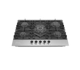 Tope de cocina a gas vitro-acero Ferrara pro 5 hornillas 76cm Drija
