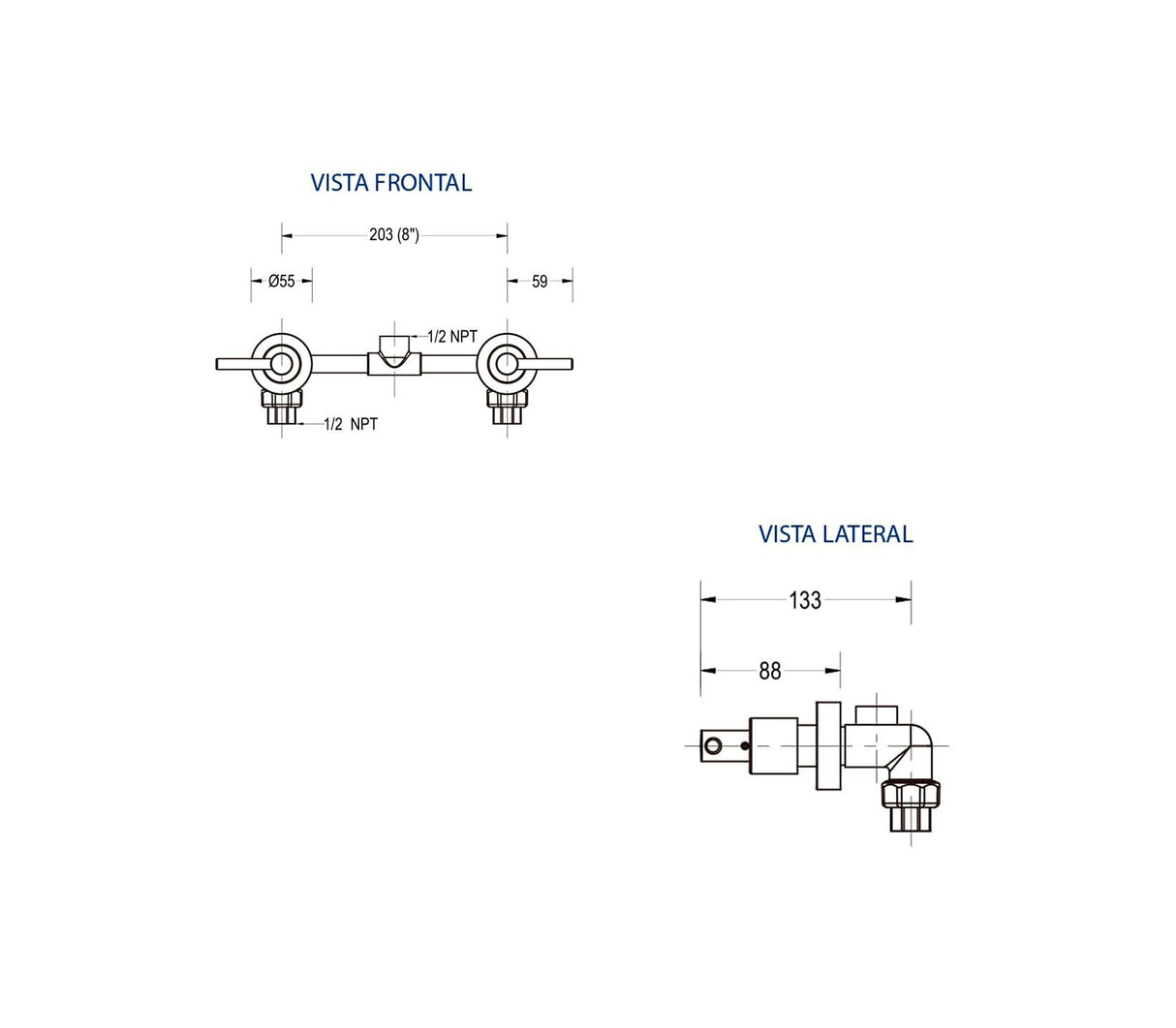 Grupo ducha doble 8" río FP
