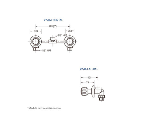 Grupo ducha doble 1/2" Pomo FP