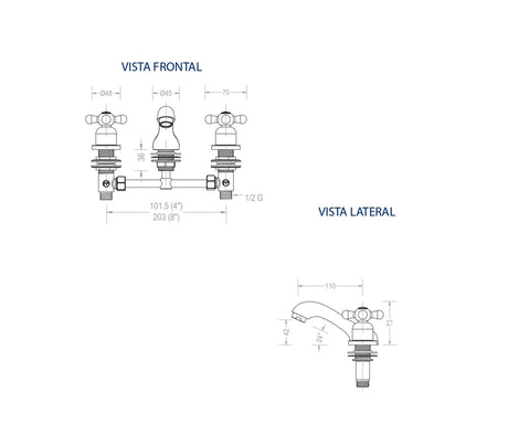 Grupo lavamanos cross 4" y 8" FP