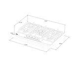 Tope de cocina a gas Italia 5 hornillas 76cm (30") negro Drija