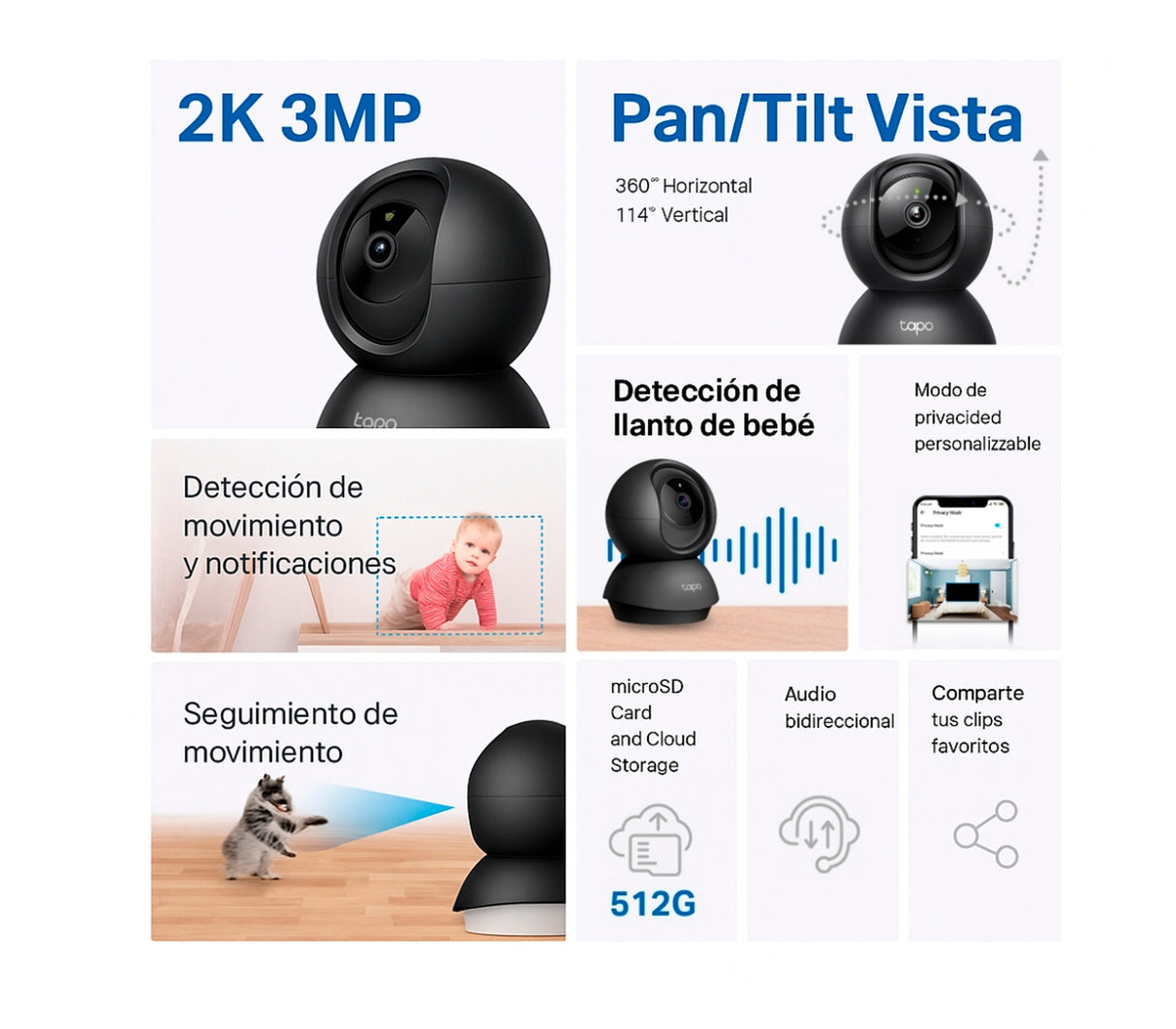 Cámara de seguridad WiFi 2K C211 Negro Tapo