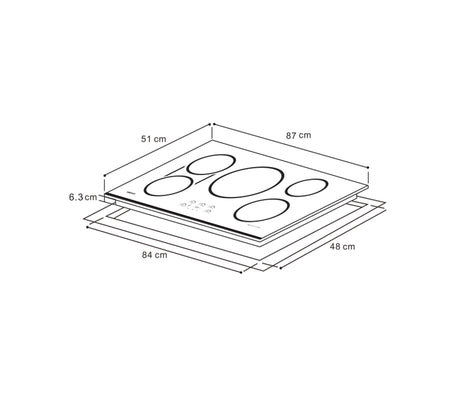 Tope de cocina inducción 5H 90cm inducta negro Vetrux