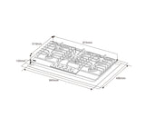 Tope de cocina a gas 5 hornillas 90cm negro Italia Drija