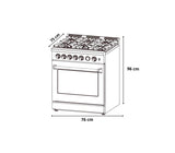 Cocina a gas piso Venecia 76cm 5 hornillas acero Drija