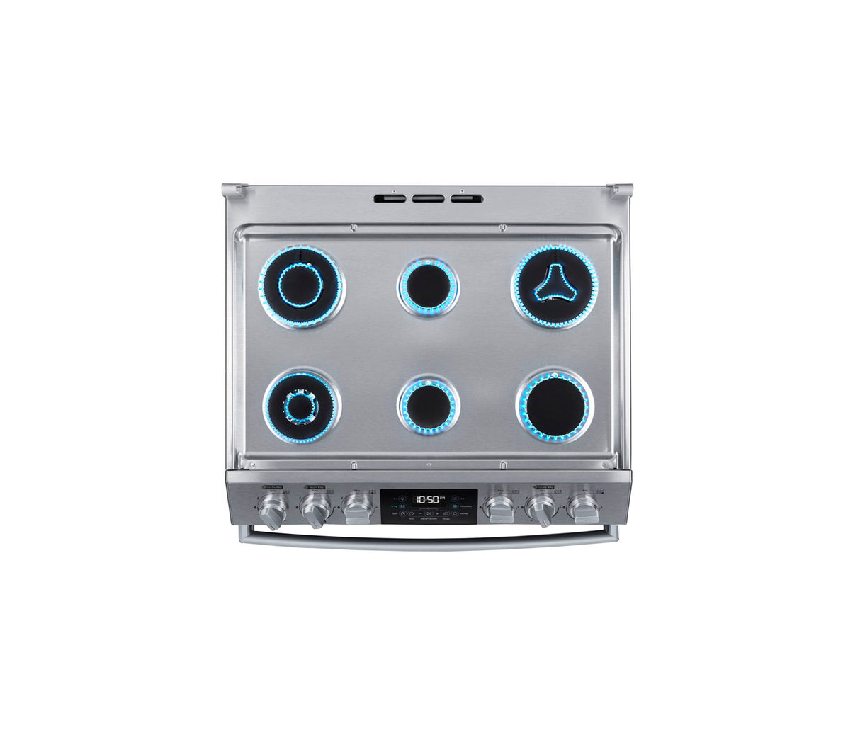 Cocina a gas piso 76cm 6 hornillas con encendido eléctrico acero inox Mabe